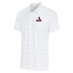 Men's St. Louis Cardinals Antigua White/Navy 19th Hole Polo
