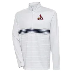 Men's St. Louis Cardinals Antigua Heather Gray/Navy Bullseye Quarter-Zip Pullover Top