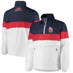 Men's St. Louis Cardinals G-III Sports By Carl Banks White/Navy No Huddle Half-Zip Jacket