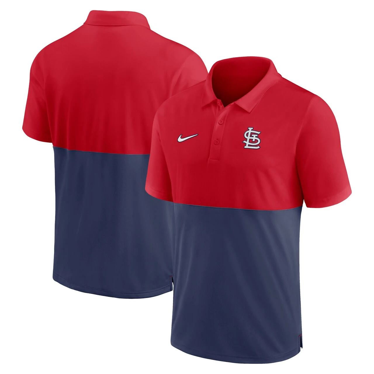 Men's St. Louis Cardinals Nike Red/Navy Team Baseline Striped Performance Polo