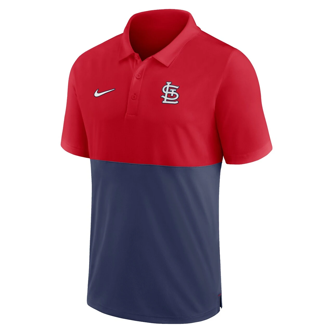 Men's St. Louis Cardinals Nike Red/Navy Team Baseline Striped Performance Polo - Image 2
