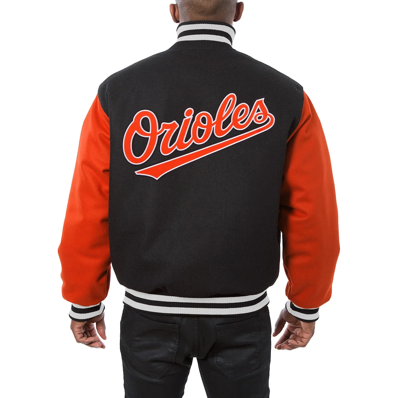 Men's Baltimore Orioles JH Design Black/Orange Wool Full-Button Jacket - Image 2