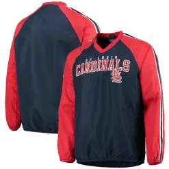 Men's St. Louis Cardinals G-III Sports By Carl Banks Navy/Red Kickoff Raglan V-Neck Pullover Jacket
