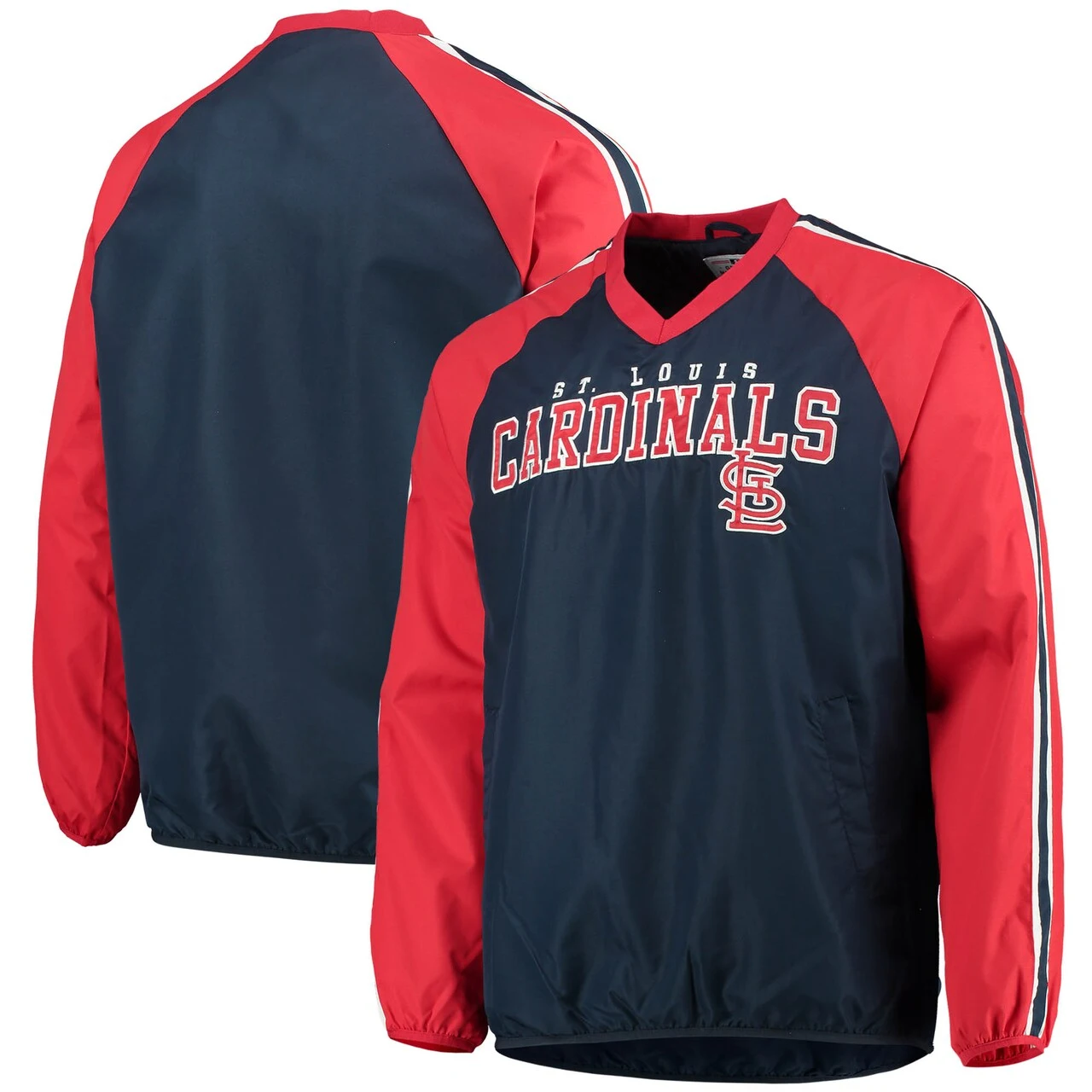 Men's St. Louis Cardinals G-III Sports By Carl Banks Navy/Red Kickoff Raglan V-Neck Pullover Jacket