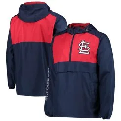Men's St. Louis Cardinals G-III Sports By Carl Banks Navy/Red Lineman Half-Zip Hoodie Jacket