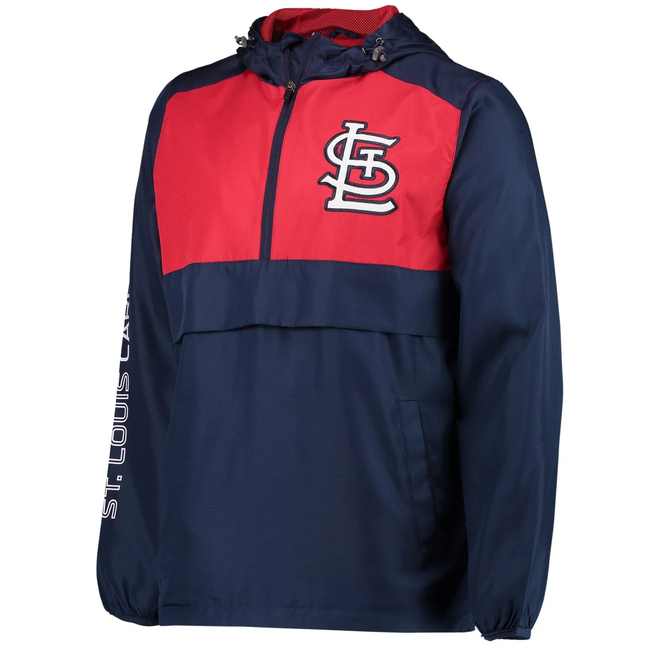 Men's St. Louis Cardinals G-III Sports By Carl Banks Navy/Red Lineman Half-Zip Hoodie Jacket - Image 2