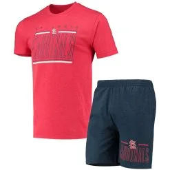 Men's St. Louis Cardinals Concepts Sport Navy/Red Meter T-Shirt And Shorts Sleep Set