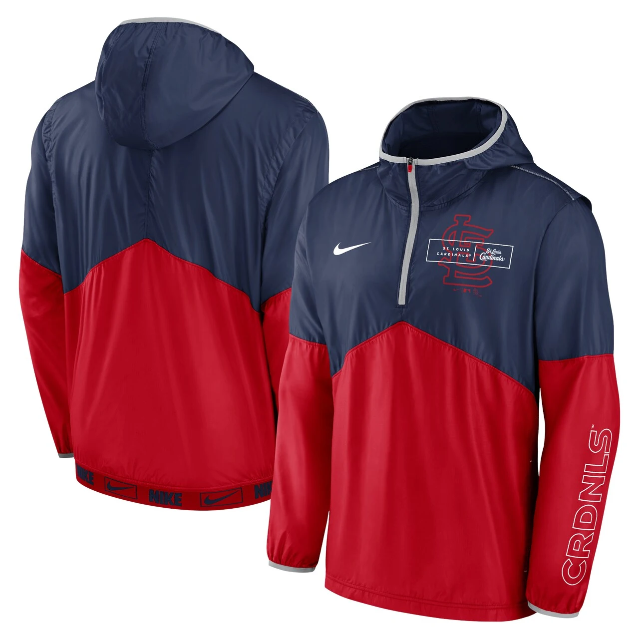Men's St. Louis Cardinals Nike Navy/Red Overview Half-Zip Hoodie Jacket