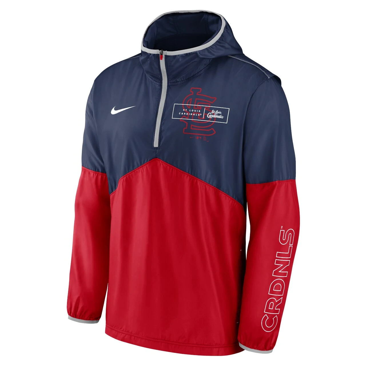 Men's St. Louis Cardinals Nike Navy/Red Overview Half-Zip Hoodie Jacket - Image 2