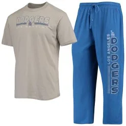 Men's Los Angeles Dodgers Concepts Sport Gray/Royal Meter T-Shirt And Pants Sleep Set