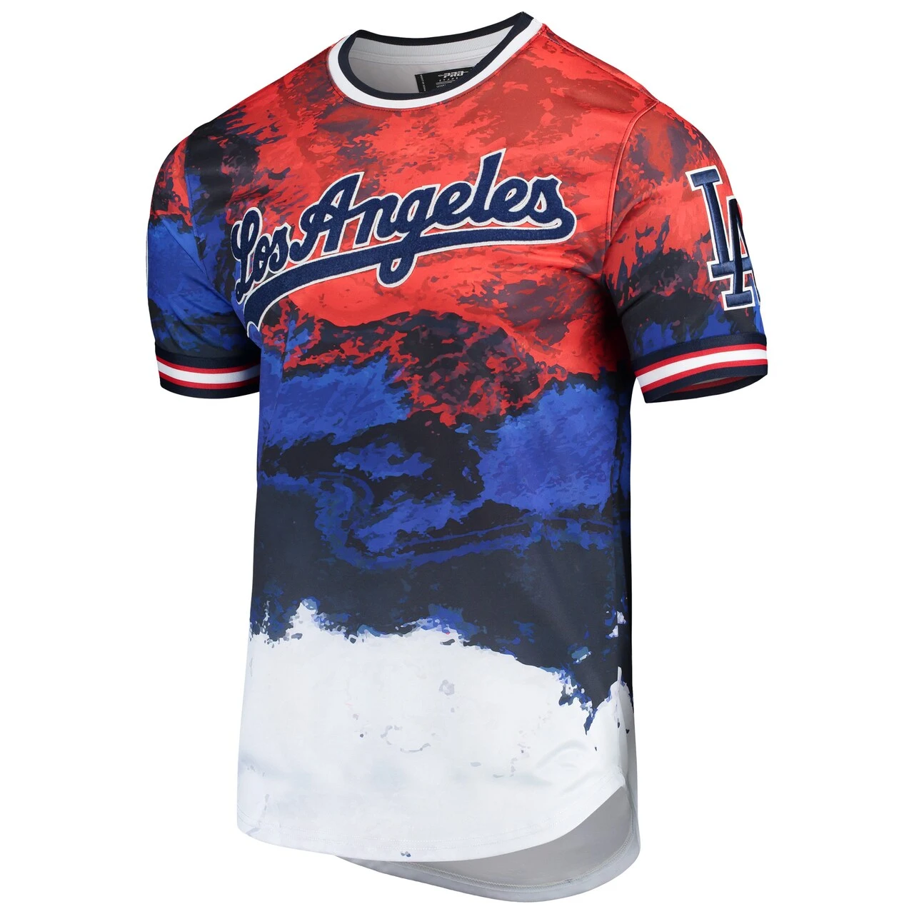 Pro Standard Men's Los Angeles Dodgers Red/Royal Red, White And Blue Dip Dye T-Shirt - Image 2