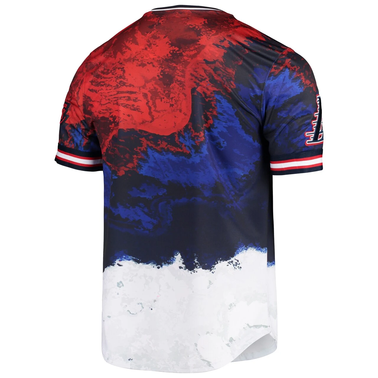 Pro Standard Men's Los Angeles Dodgers Red/Royal Red, White And Blue Dip Dye T-Shirt - Image 3