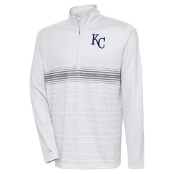 Men's Kansas City Royals Antigua Heather Gray/Steel Bullseye Quarter-Zip Pullover Top
