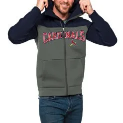 Men's St. Louis Cardinals Antigua Navy/Steel Wordmark Protect Full-Zip Hoodie