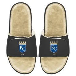 Men's Kansas City Royals ISlide Black/Tan Faux Fur Slide Sandals