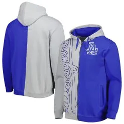 Men's Los Angeles Dodgers Mitchell & Ness Royal/White Fleece Full-Zip Hoodie