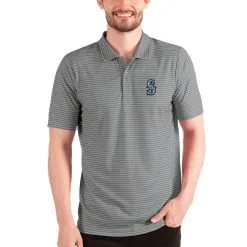 Men's Seattle Mariners Antigua Heathered Gray/White Esteem Polo
