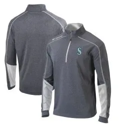 Men's Seattle Mariners Columbia Charcoal/White Omni-Wick Shotgun 2.0 Quarter-Zip Pullover Top
