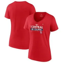 Women's St. Louis Cardinals Fanatics Branded Red 2022 NL Central Division Champions Locker Room V-Neck T-Shirt