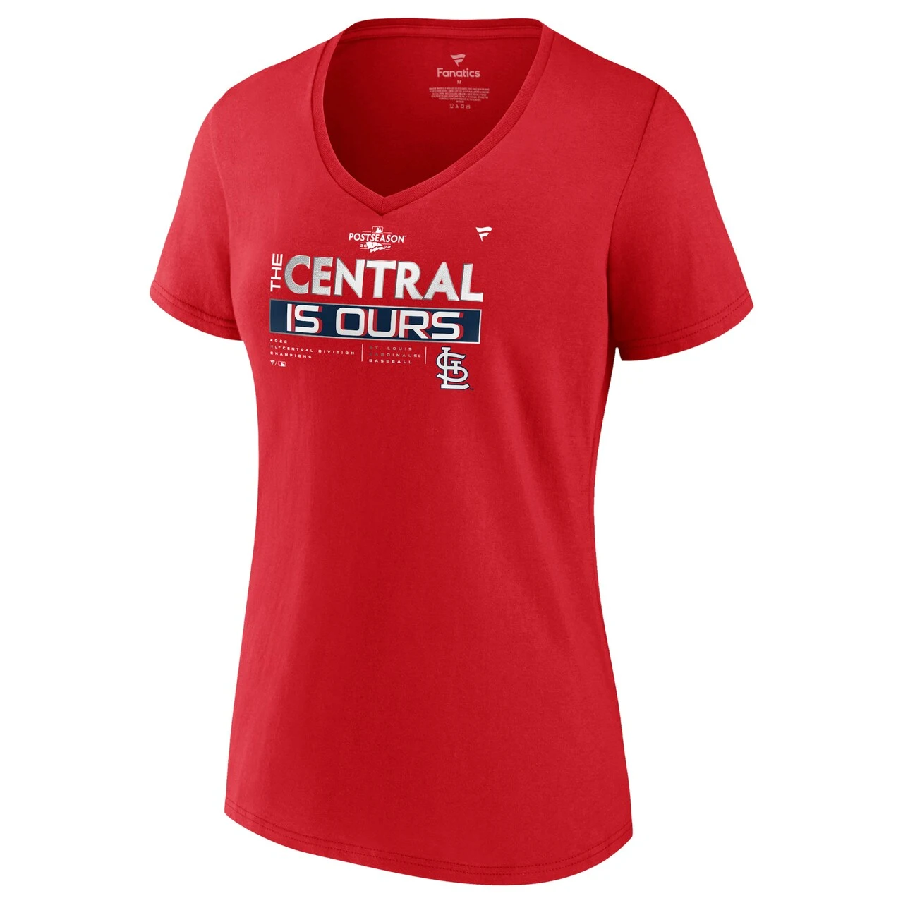 Women's St. Louis Cardinals Fanatics Branded Red 2022 NL Central Division Champions Locker Room V-Neck T-Shirt - Image 2